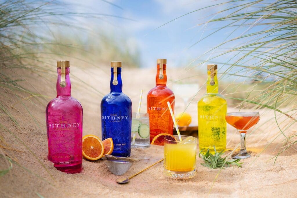 Gin Bottles on beach