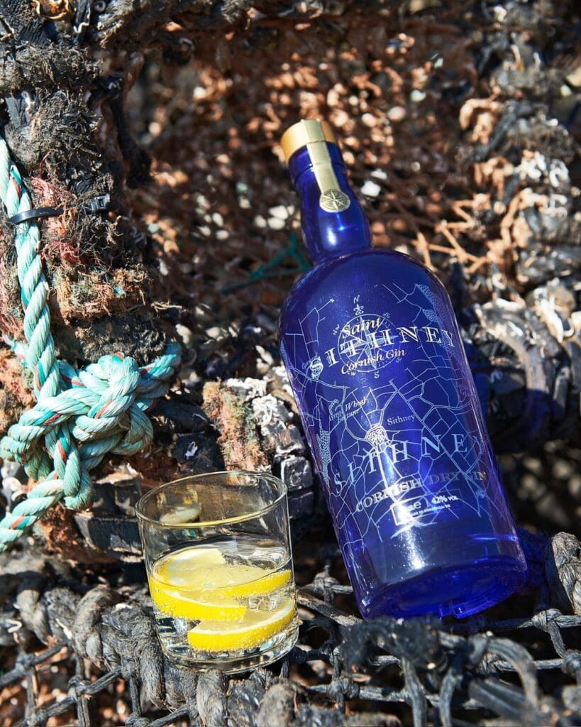 Sithney Bottle And Glass With Crab Nets
